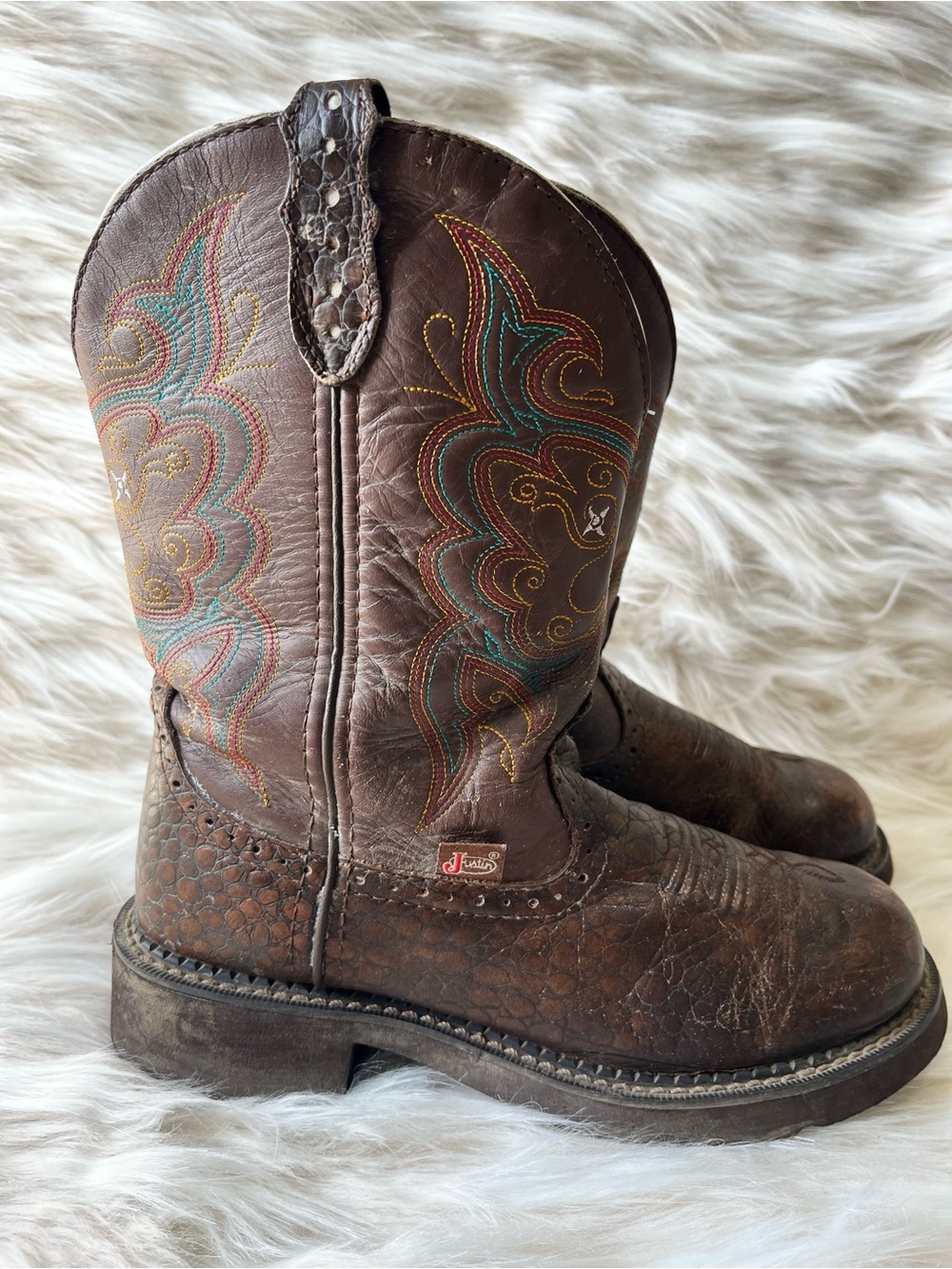 Justin Gypsy Roper Boots Women's 7B Round toe - Picture 3 of 5
